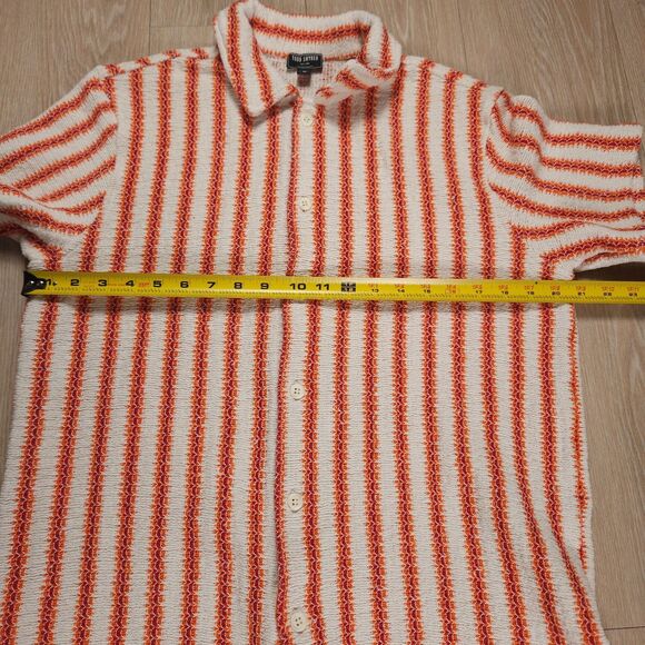 Todd Snyder Textured Stripe Cabana Shirt Mens M Orange White Knit Polo Portugal - Picture 7 of 10